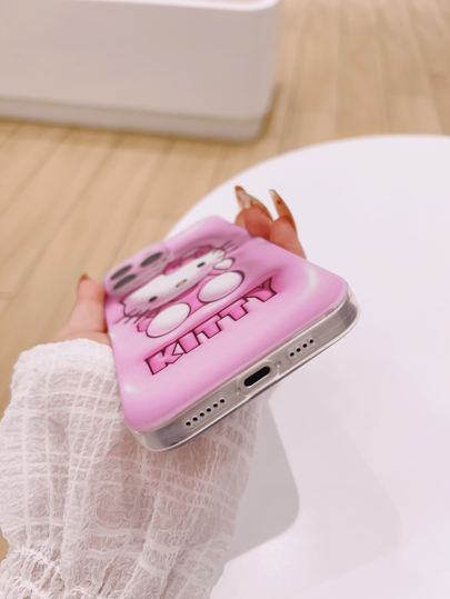 Sanrio غطاء هاتف سيليكون وقائي ثلاثي الأبعاد ملائم لهواتف آيفون 16 برو ماكس، 15 برو ماكس، 14 برو ماكس، 13 برو ماكس، 12 برو ماكس، 11 برو ماكس، أوبو، مع تصميم كيتي الوردي الجذاب، ومقاوم للصدمات، تغطية كاملة