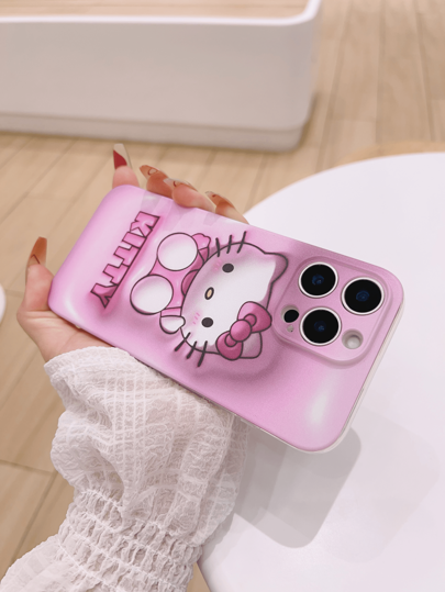Sanrio غطاء هاتف سيليكون وقائي ثلاثي الأبعاد ملائم لهواتف آيفون 16 برو ماكس، 15 برو ماكس، 14 برو ماكس، 13 برو ماكس، 12 برو ماكس، 11 برو ماكس، أوبو، مع تصميم كيتي الوردي الجذاب، ومقاوم للصدمات، تغطية كاملة
