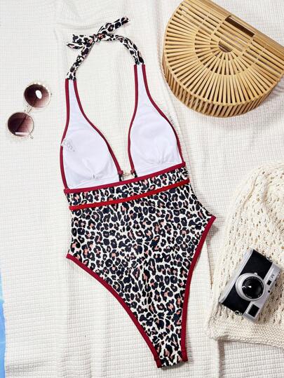 مايوه حريمي قطعة واحدة Swim SXY بدلة سباحة نسائية بياقة على شكل حرف V عميق بطبعة نمر ، أنيقة وجذابة لموسم الربيع ، مناسبة للموسيقى الحية