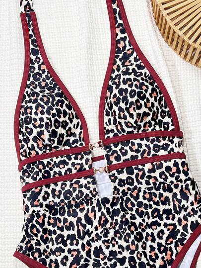 مايوه حريمي قطعة واحدة Swim SXY بدلة سباحة نسائية بياقة على شكل حرف V عميق بطبعة نمر ، أنيقة وجذابة لموسم الربيع ، مناسبة للموسيقى الحية