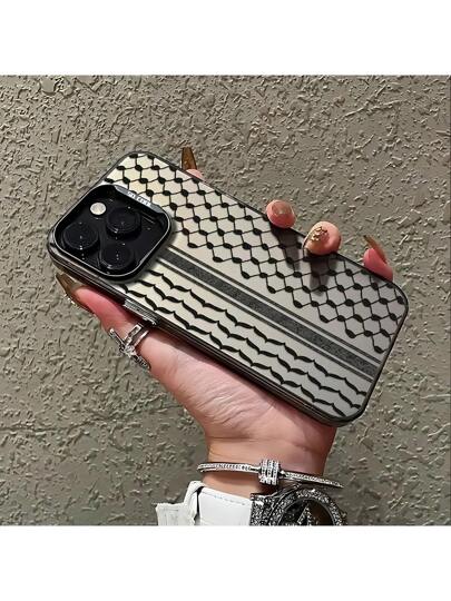 حافظة هاتف ذات تصميم بخطوط سوداء أنيقة متوافقة مع هواتف آيفون 16, 15, 14, 13, 12, 11 برو ماكس, X, XR, XS ماكس, 8, 7 بلس، مع غطاء خلفي بملمس مطفأ مقاوم للصدمات
