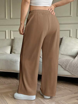 EZwear سراويل مستقيمة للنساء من القطن البنى الكاجوال مريحة