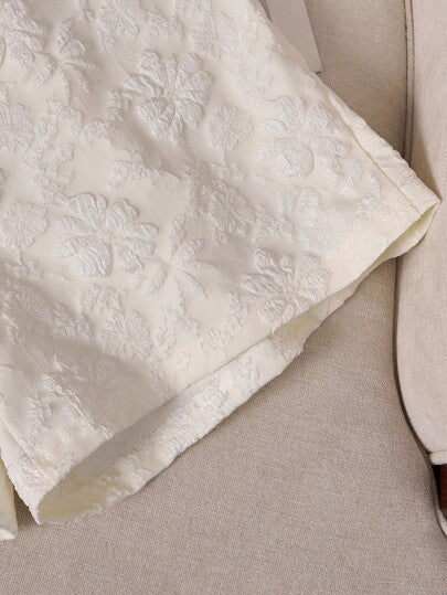 SHEIN LUNE سروال قصير أنيق للنساء من القطيفة ذو لون أحادي، مناسب للصيف