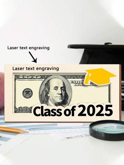 محفظة خشبية مخصصة لخريج عام 2025 ، حامل نقود إبداعي مخصص، حرفة خشبية