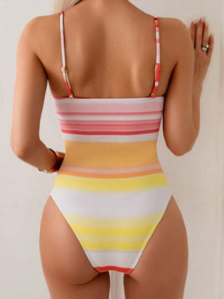 مايوه حريمي قطعة واحدة Swim بدلة سباحة سيدات ذات حمالات رفيعة بنقشة متموجة مزينة بالنجوم البحرية، مقطوعة الجوانب وجذابة للبساحة وعطلات الشاطئ