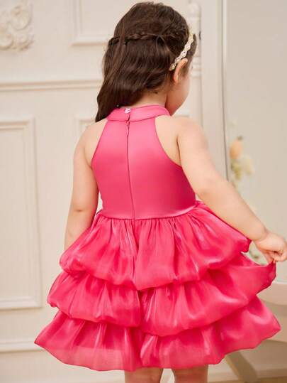 فساتين بيبي Glamorique Kids فستان صيفي متعدد الطبقات لفتيات الأطفال بحزام سباق