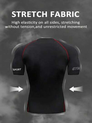 Manfinity Sport Corelite مجموعة من ملابس علوية كم قصير رياضي وسترة رياضية مطبوعة بطباعة بسيطة للرجال ، ملابس تمرين ركض ، سترات وقمصان