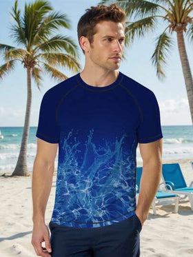 Manfinity Swimmode قميص سباحة واقي من الطمس للرجال، موضة مناسبة للصيف