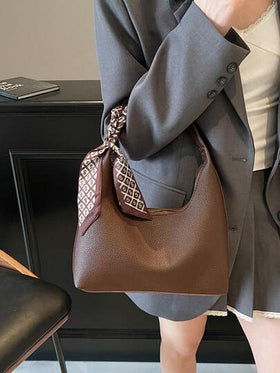 حقيبة كتف نسائية عصرية، حقيبة تسوق، حقيبة إبط عالية الجودة، حقيبة هلالية مزودة بوشاح، مناسبة للعمل أو التسوق أو التنقل