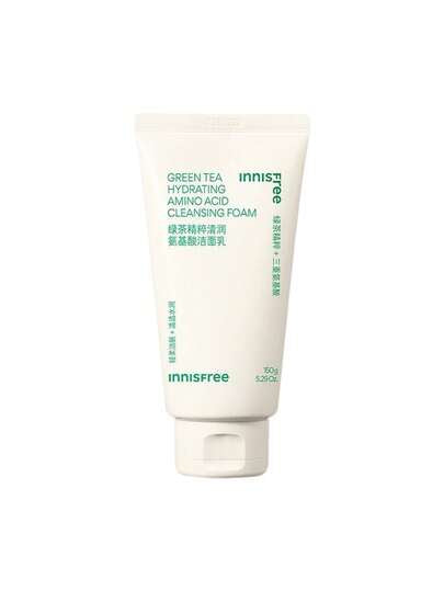 Innisfree رغوة تنظيف وجه بحمض الأمينو الشاي الأخضر من إنيسفري 150جم، خالية من الكبريتات، غسول وجه كوري مرطب ذو رغوة لطيفة