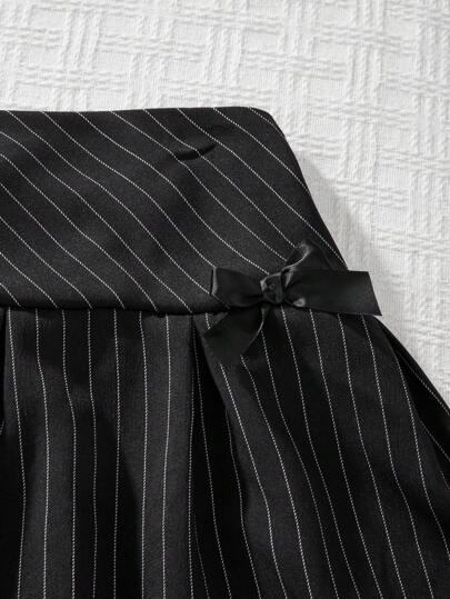 ملابس بناتي 3 قطع للبنات والفتيات المراهقات بسترة متقنة بالشريط ، وفوق عاري الأكتاف بأربطة ، وتنورة ميني ذات شريط مزينة بعقدة، طقم أنيق للمكتب/الأناقة اليومية، مناسب للصيف