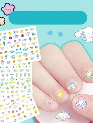 Sanrio 5 قطع ملصقات أظافر كرتونية لشخصية Kuromi من Sanrio، لاصقة ذاتي من البلاستيك، موتيفات أنمي لمطحونة في نهايتها ، أشكال غير متماثلة، قابلة للاستخدام مرة واحدة، بدون رائحة - فن أظافر جميل لأظافر الأطفال