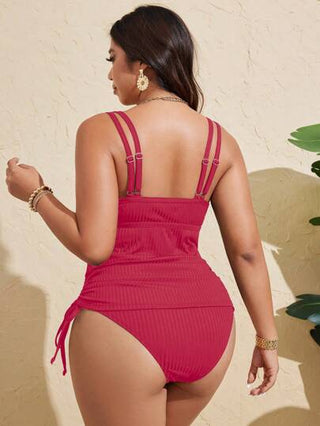 Swim Lushoire بدلة سباحة ذات ظهر مفتوح للنساء كبيرات الحجم من قماش أسود ذو ملمس متماسك ، رياضية كاجوال