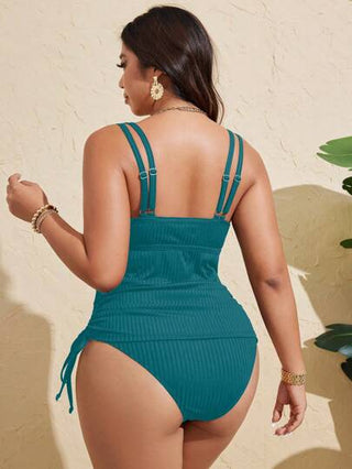 Swim Lushoire بدلة سباحة من الحجم الكبير للنساء، باللون الأسود الصلب ذات نسيج مُنسج، طراز رياضي كاجوال
