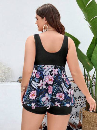 Swim Lushoire بكيني تانكيني مطبوع بشكل عشوائي للنساء متعددي الأحجام
