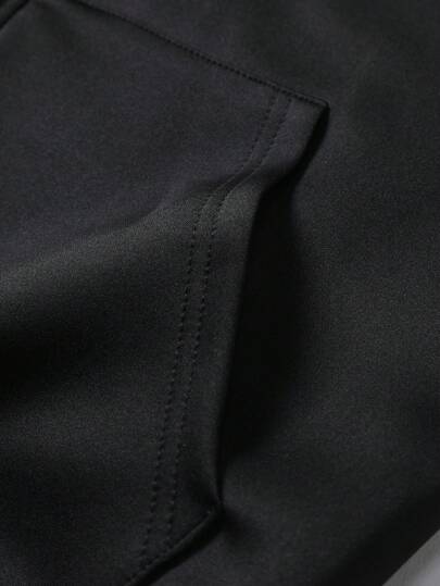 Manfinity Homme سحاب سحاب بغطاء رأس للرجال بطباعة حرفية للرجال، سحاب مع غطاء رأس كامل للرجال