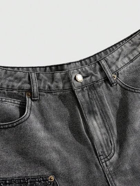 ROMWE MEN Casual بنطلون قصير جينز مغسول متعدد الألوان للرجال للصيف