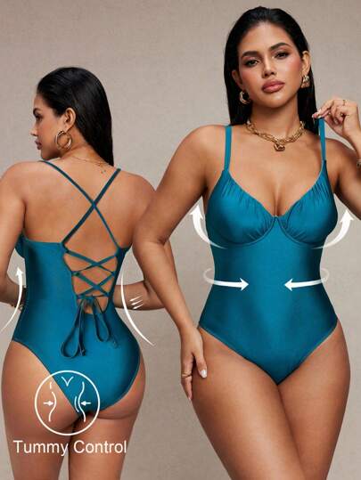 مايوه حريمي قطعة واحدة Shapewave بدلة سباحة من الصنف المشكّل ذات طراز رجعي لامع