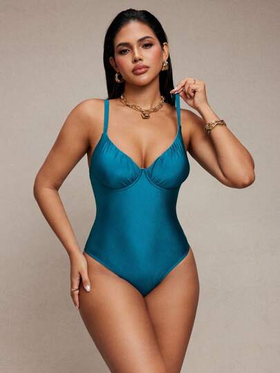 مايوه حريمي قطعة واحدة Shapewave بدلة سباحة من الصنف المشكّل ذات طراز رجعي لامع