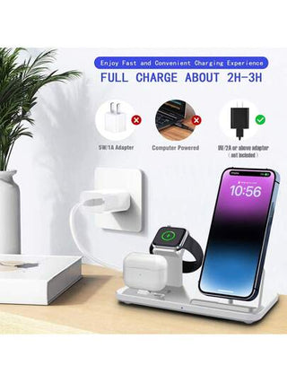 محطة شحن سريع 3 في 1 15 وات متوافقة مع أجهزة 14 ، 13 ، 12 ، 11 ، XS ، XR ، X ، 8 ، 7 ، 6 ، متوافقة مع 4 ، 3 ، 2 الشاحن اللاسلكي متوافق مع ساعة Apple 10 ، 9 ، 8 ، 7 ، SE ، 6 ، 5 ، 4 ، 3 ، 2 متوافق مع 16 ، 15 ، 14 ، 13 ، 12 ، 11 ، X ، 8 برو ماكس / برو / مني