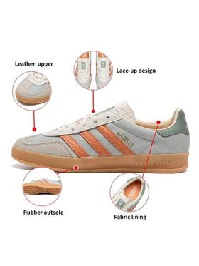 Adidas Originals حذاء GAZELLE INDOOR مريح وخفيف الوزن ومنخفض الارتفاع ومقاوم للتآكل للرجال والنساء