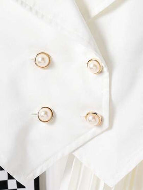 SHEIN طقم سترة بلا أكمام وتنورة مطوية مناسب للفتاة للارتداء في المدرسة والخارج