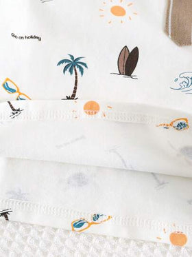 Cozy Pixies مجموعة من 2 قطعة ملابس علوية وشورت للأطفال الرضع بناتي برسومات حيوانات كرتونية، قطن ناعم ياقة مطوية وأكمام قصيرة، وشورتات ذات خصر مطاطي