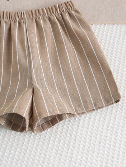 Cozy Pixies مجموعة من 2 قطعة ملابس علوية وشورت للأطفال الرضع بناتي برسومات حيوانات كرتونية، قطن ناعم ياقة مطوية وأكمام قصيرة، وشورتات ذات خصر مطاطي
