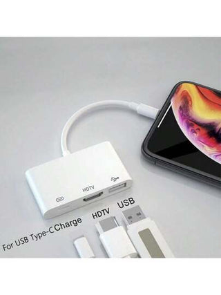 محول HDTV ، محول كاميرا USB ثلاثي الوظائف مع محول AV HD رقمي 1080P + مشارك الشحن ، يدعم محرك أقراص USB ولوحة مفاتيح MIDI وماوس ومحول إيثرنت