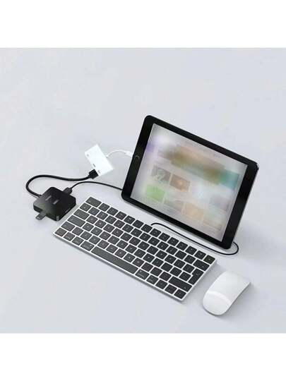 محول HDTV ، محول كاميرا USB ثلاثي الوظائف مع محول AV HD رقمي 1080P + مشارك الشحن ، يدعم محرك أقراص USB ولوحة مفاتيح MIDI وماوس ومحول إيثرنت