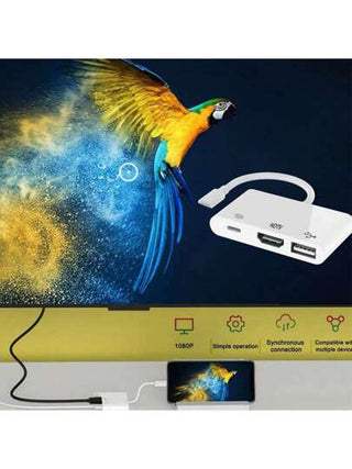 محول HDTV ، محول كاميرا USB ثلاثي الوظائف مع محول AV HD رقمي 1080P + مشارك الشحن ، يدعم محرك أقراص USB ولوحة مفاتيح MIDI وماوس ومحول إيثرنت