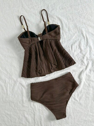 طقم تانكيني حريمي Swim Chiccia النساء صيفي بحمالات رفيعة مزين بخرز ونجوم البحر، بكيني ذو حمالات رفيعة وقطع عالي أنيق