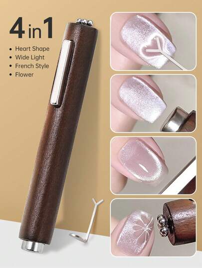 Beautizon Nailartlab 1 قطعة / 2 قطعة / 4 قطع أداة 4 في 1 قطط الشعر القوية ، أداة مانيكير متعددة الوظائف لتطبيق جل الطلاء المزخرف بنقش العين القطة أو الأزهار أو الأرنب أو الدب للاستخدام المنزلي DIY