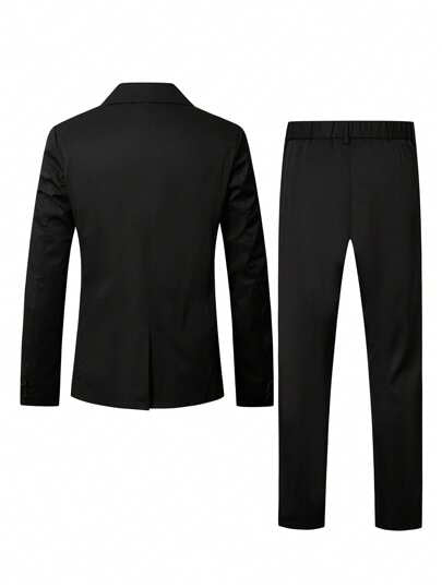 Manfinity Bizformal بدلة رجالية من قطعتين، جاكيت جاكيت طويلة الأكمام مطبوعة بنمط متدرج والبنطلون، مناسبة للعمل والسفر بأناقة