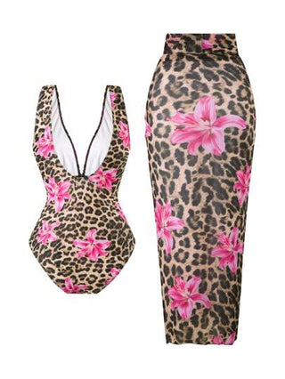 مايوه حريمي قطعة واحدة Swim Oasis 2 قطعة/مجموعة 2025 وصول جديد ملابس نسائية قطعة واحدة بطبعة نمر وفستان شبكي ماكسي للشاطئ تنزه صيفي مجموعة ملابس سباحة عادية