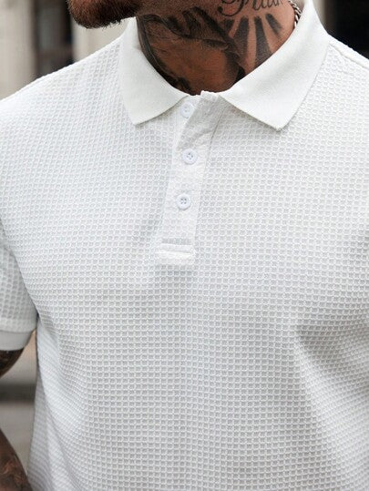 Manfinity CasualCool قميص بولو رجالي عادي أكمام قصيرة أحادي الصدر للمكتب والرسمي، قميص مناسب للرجال ملائم القياس، قمصان صيفية رجالية بولو