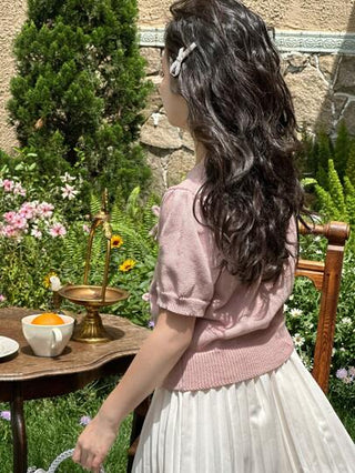 تيشيرتات بناتي DAZY إناث المراهقات،كنزة صوفية فراشة ذات علامة مميزة بأكمام قصيرة ذات ياقة مستديرة،ربيع/صيف