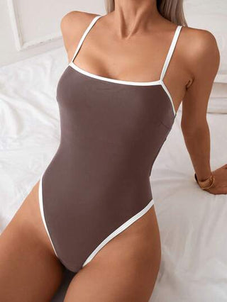 مايوه حريمي قطعة واحدة Swim Vcay قطعة واحدة بيكيني نسائي للشاطئ ذو ألوان متباينة وتصميم ظهر مفتوح