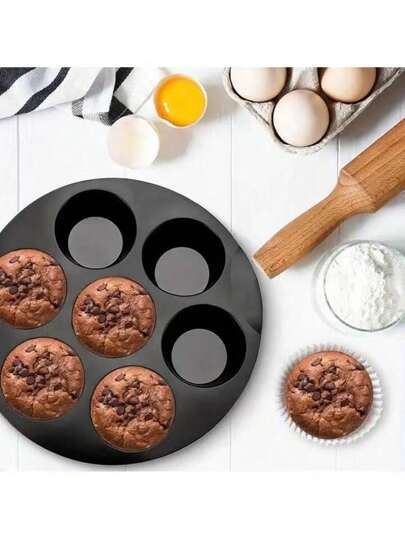 SHEIN قالب كيك سيليكون 7 تجاويف لطناجر الهواء - غير لاصق وآمن للطعام لصنع الكيك الصغير والمافن - مثالي للاستخدام في الفرن وطناجر الهواء - أداة مطبخ أساسية