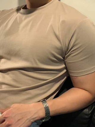 DAZY قميص جسم محكم أزرق أرضي للرجال، صيف