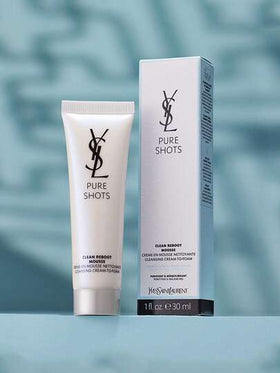 Yves Saint Laurent منظف رغوي تطهيري من سان لوران [حجم صغير] 30 مل / منظف كريمي رغوي / منظف رغوي ، منظف كريمي ، مناسب للبشرة العادية والدهنية والحساسة / إزالة المكياج ، غير مجفف ، تنقية المسام ، توحيد لون البشرة [تغليف عشوائي (نمطان)]
