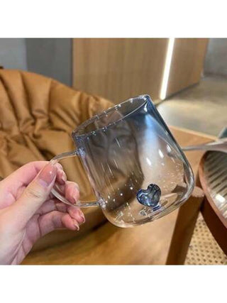 كوب قهوة زجاجي مقاوم للحرارة عالي البورسيليكات، مميز بتصميم قلب منحوت داخليا، أناقة وأسلوب رومانسي لشراب الشاي والكابتشينو واللاتيه والحليب والعصير، هدية فريدة مفكرة لعيد الحب أو عيد الميلاد أو الذكرى السنوية، مثالي للاستخدام المنزلي ومكتبي