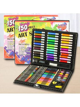 150 قطعة مجموعة لوازم رسم وأدوات قرطاسية للأطفال، تشمل فرشاة رسم، قلم رصاص، قلم تخطيط، طباشير، أقلام تلوين مائية، أقلام ملونة، مقص، مسطرة، هدايا للعودة إلى المدرسة، عيد الميلاد، هالوين، عيد الفصح،