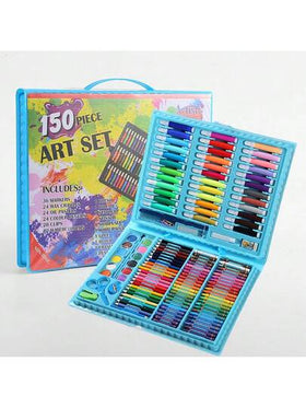 150 قطعة مجموعة لوازم رسم وأدوات قرطاسية للأطفال، تشمل فرشاة رسم، قلم رصاص، قلم تخطيط، طباشير، أقلام تلوين مائية، أقلام ملونة، مقص، مسطرة، هدايا للعودة إلى المدرسة، عيد الميلاد، هالوين، عيد الفصح،