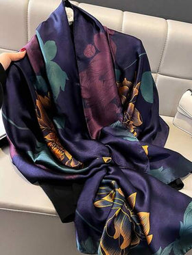 وشاح مطبوع بالزهور، أنيق للحماية من الشمس للاستخدام في الخارج، بطراز رومانسي، مناسب للسفر والخارج، ويمكن استخدامه كعصابة للرأس أو ربطة شعر أو حلقة شعر، مثالي للزينة الذاتية