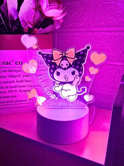 Sanrio 1 قطعة مصباح ليلي كورومي مع إضاءة LED ، إضاءة محيطة وممتدة إلى أعلى ، مصنوع من بلاستيك قوي, ديكور غرفة نوم بتحكم بزر ،لون وردي، مناسب للمكتب وغرفة المعيشة والحفلات وأجواء المنزل ومثالي كهدية - ديكور غرفة سرية