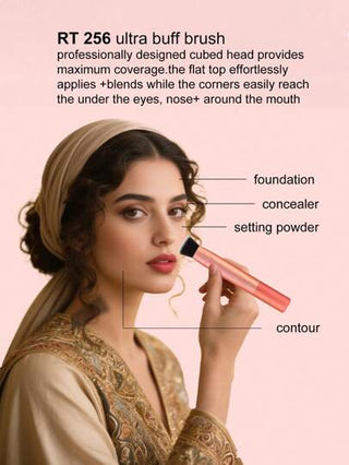 Real Techniques 4 قطع مجموعة فرش تجميل الوجه، للكونسيلر، الأساس، البودرة الثابتة، فرش الماكياج للمزج والتلميع والنحت، محمولة للسفر، مجموعة هدايا