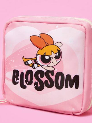 THE POWERPUFF GIRLS X  زهرة مطبوعة حقيبة إكسسوارات، حقيبة مجهزة لحمل مستلزمات السفر والمكياج