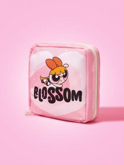 THE POWERPUFF GIRLS X  زهرة مطبوعة حقيبة إكسسوارات، حقيبة مجهزة لحمل مستلزمات السفر والمكياج