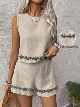 EMERY ROSE مجموعة قطعتين صيفية للنساء من قماش محبوك للفراغ والعطلات